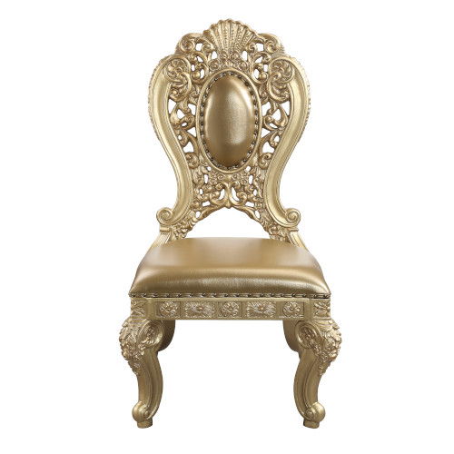 Seville - Side Chair (Set of 2) - Tan PU & Gold Finish Unique Piece Furniture