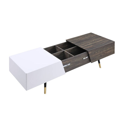 Orion - Coffee Table - White High Gloss & Rustic Oak Unique Piece Furniture