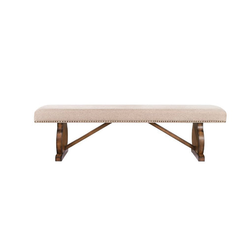 Maurice - Bench - Khaki Linen & Antique Oak Unique Piece Furniture