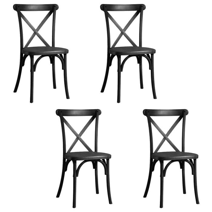 Resin Cross Back Chair For Dinning Room, Wedding, Commercial Use, 4 Pack, Black