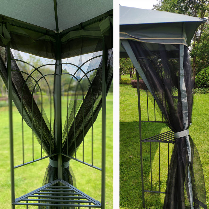 13X10 Outdoor Patio Gazebo Canopy Tent With Ventilated Double Roof And Mosquito Net (Detachable Mesh Screen On All Sides), Suitable For Lawn, Garden, Backyard And Deck - Gray