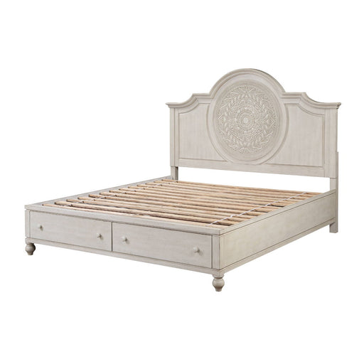 Roselyne - Eastern King Bed - Antique White Finish Unique Piece Furniture