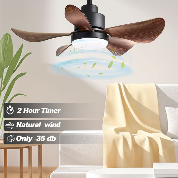 28" Ceiling Fan With Lights Remote Control, Small Ceiling Fan Flush Mount, 5 Reversible Blades, Low Profile Ceiling Fan 6 Speeds 3 Colors For Bedroom Kitchen