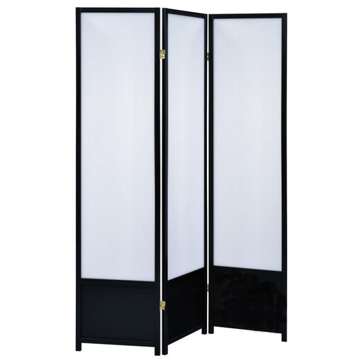 Calix - 3-Panel Folding Floor Screen - Translucent And Black Unique Piece Furniture