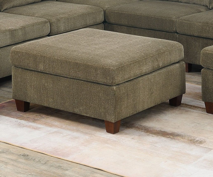 Contemporary 1 Piece Ottoman Tan Color Chenille Fabric Modular Corner Wedge Sofa Living Room Furniture