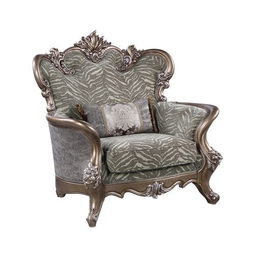 Elozzol - Sofa - Fabric & Antique Bronze Finish - Wood Unique Piece Furniture
