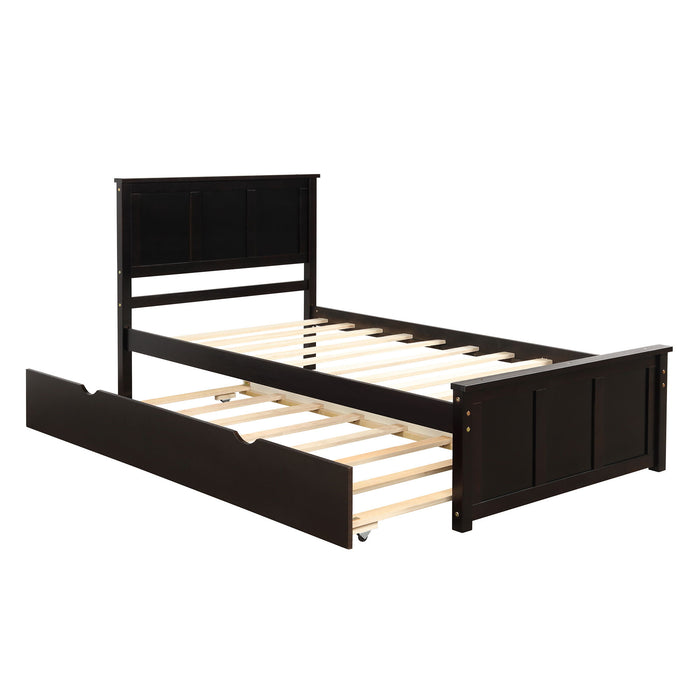 Platform Bed With Twin Size Trundle, Twin Size Frame, Espresso
