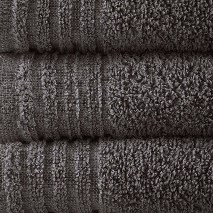 100% Cotton Quick Dry 12 Piece Bath Towel Set - Gray