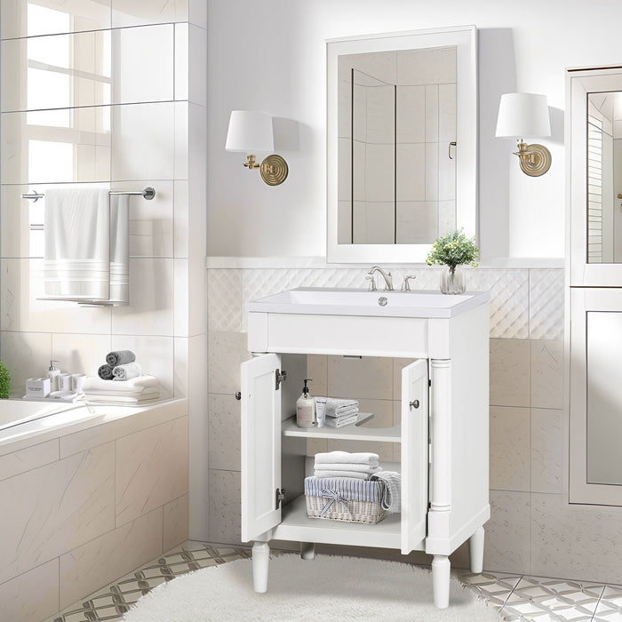 Bathroom Vanity With Top Sink, 2-Tier Modern Bathroom Storage Cabinet, Single Sink Bathroom Vanity, Large Storage Shelves