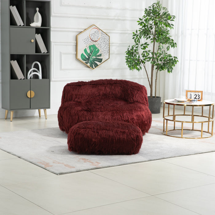 Coolmore Bean Bag Chair Faux Fur Lazy Sofa /Footstool Durable Comfort Lounger High Back Bean Bag Chair Couch For Adults And Kids, Indoor