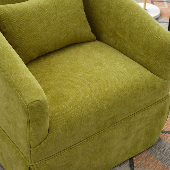 360 Degree Swivel Accent Armchair Linen Blend Fruit Green