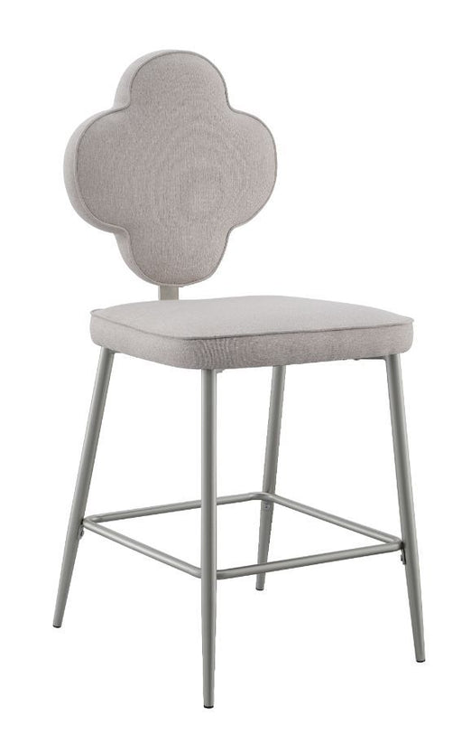 Clover - Counter Height Chair (Set of 2) - Beige Fabric & Champagne Finish Unique Piece Furniture