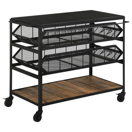 Evander - Accent Storage Cart With Casters - Natural And Black Unique Piece Furniture