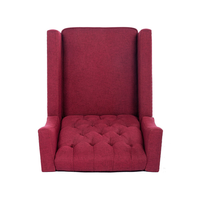 Wide Manual Wing Chair Recliner - Wine Red