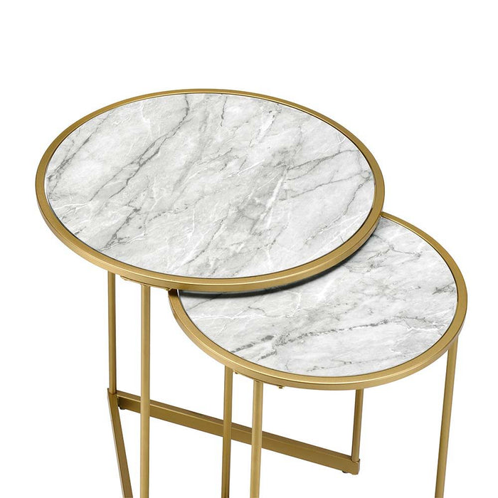 Garo - Accent Table - Faux Marble & Gold Finish Unique Piece Furniture