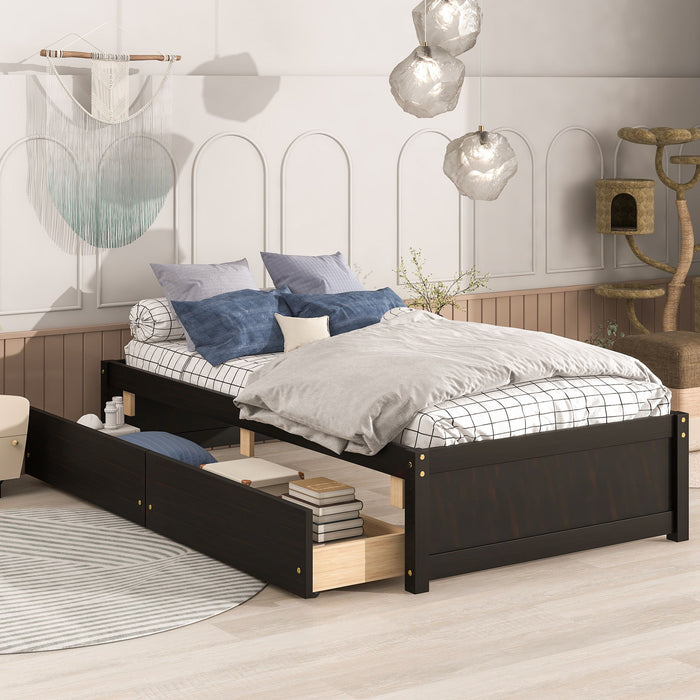 Twin Bed With 2 Drawers - Espresso