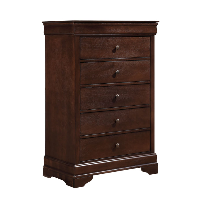 Louis Philippe Style 1 Piece Chest Of Drawers Brown Cherry Finish Okume Veneer Bedroom Furniture
