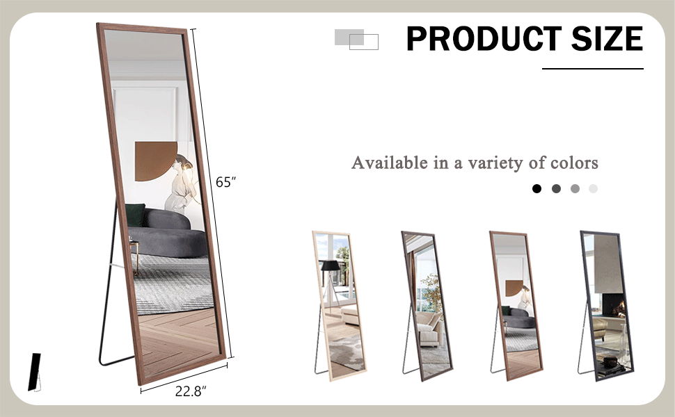 Third Generation Packaging Upgrade, Thickened Border, Brown Wood Grain Solid Wood Frame Full Length Mirror, Dressing Mirror, Bedroom Entrance, Decorative Mirror