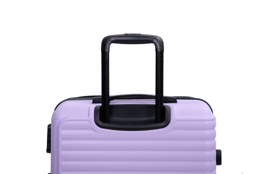 3 Piece Luggage Sets Abs Lightweight Suitcase With Two Hooks, Spinner Wheels, Tsa Lock - Lavender Purple