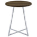 Burkhart - Sled Base Round Bar Table - Brown Oak And Chrome Unique Piece Furniture