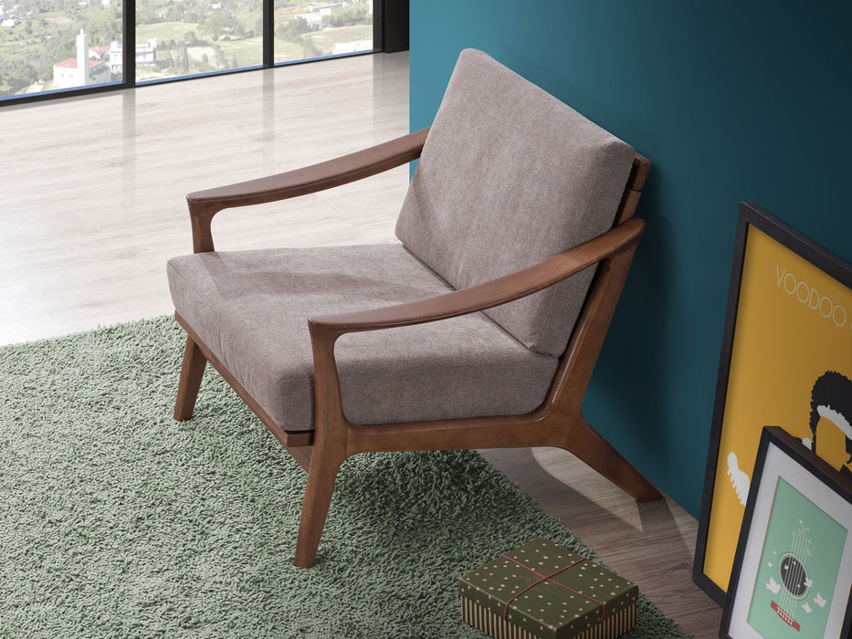 Acme Lide Accent Chair, Light Brown Fabric & Brown Finish