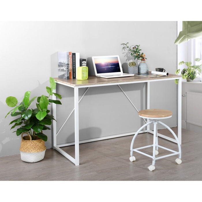 Computer Desk Modern Writing Desk, Simple Study Table, Industrial Office Desk, Sturdy Laptop Table For Home Office, Oak / White