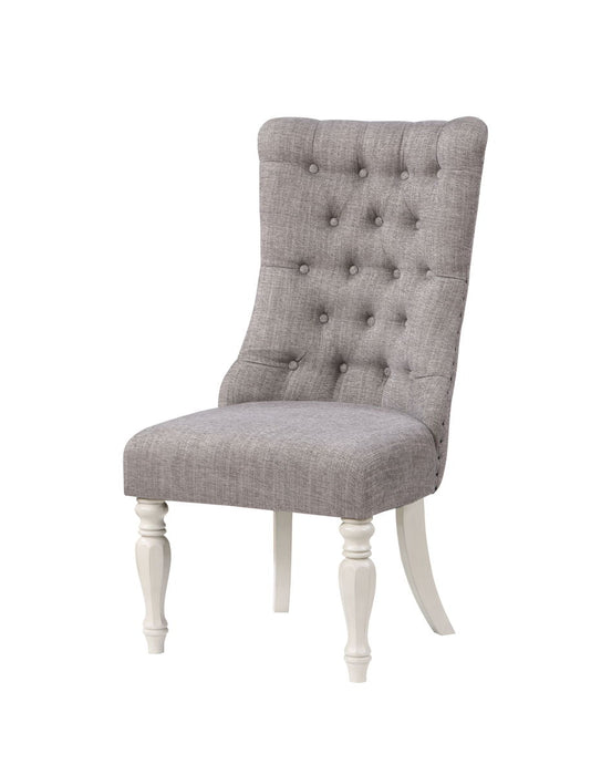 Acme Florian Side Chair (Set of 2) Gray Fabric & Antique White