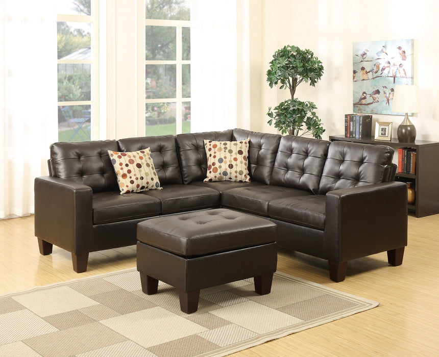 Modular Sectional W Ottoman Espresso Faux Leather 4 Pieces Sectional Sofa LAF And RAF Loveseat Corner Wedge Ottoman Tufted Cushion Couch