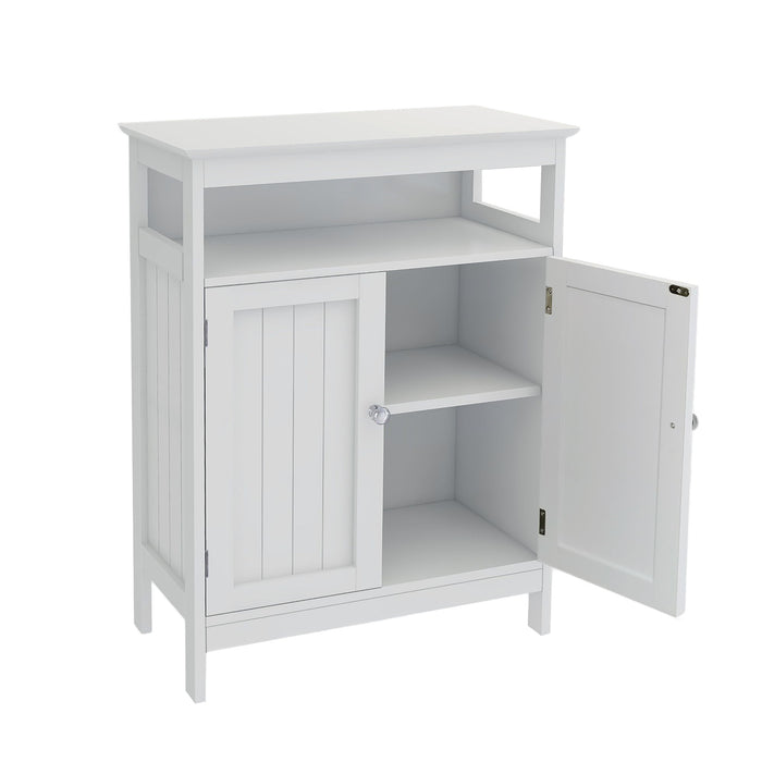 Bathroom Standing Storage With Double Shutter Doors Cabinet - White