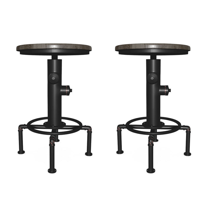 (Set of 2) Counter Height Chairs In Antique Black And Natural Tone