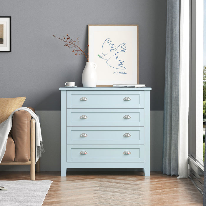 Drawer Dresser Bar Cabinet Side Cabinet, Buffet Sideboard, Buffet Service Counter, Solid Wood Frame, Plasticdoor Panel, Retro Shell Handle, Applicable To Dining Room, Living Room, Kitchen Corridor, Blue Gray