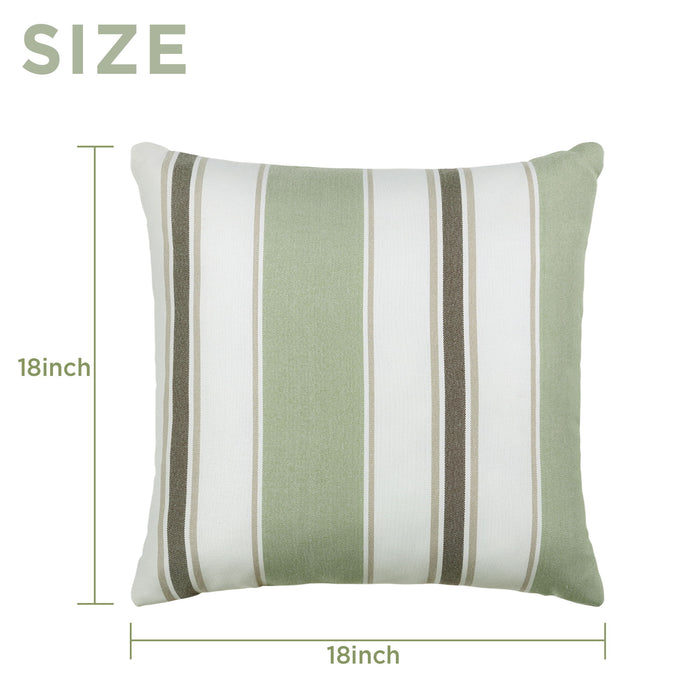 Pack Of 2 Outdoor Pillow With Inserts, 18" X 18" Green Strip