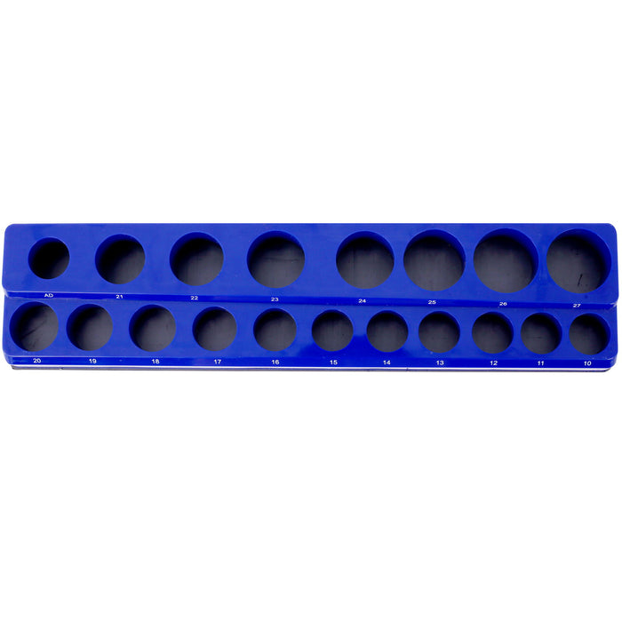 3 Piece Metric Magnetic Socket Organizers, Socket Organizers For Toolboxes, Socket Organizer, Magnetic Socket Holder, Black Tool Box Organizer.3Set, Blue, Metric