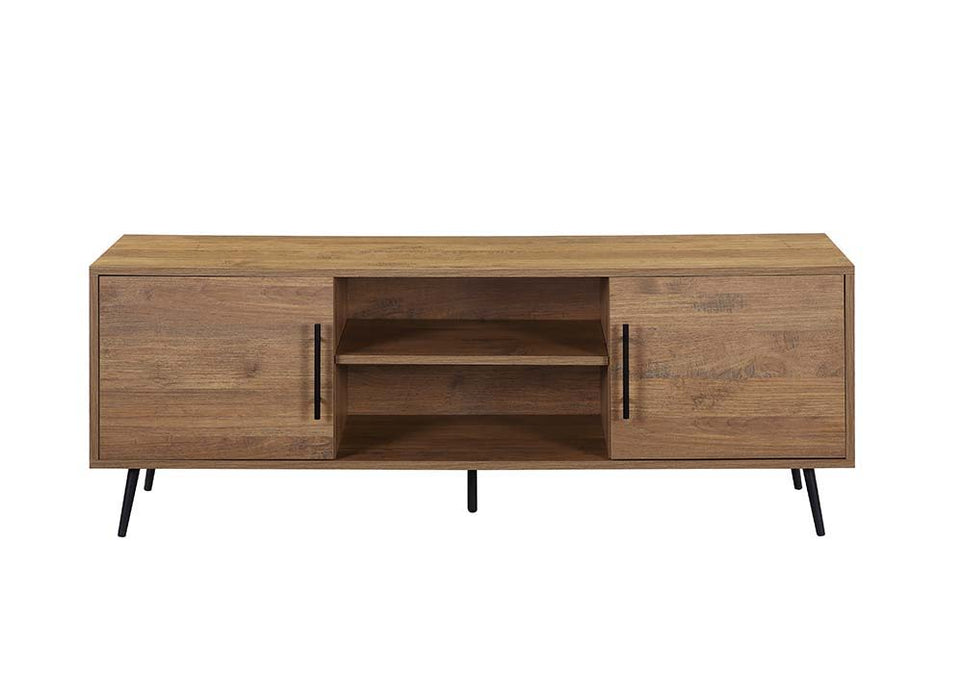 Wafiya - TV Stand - Rustic Wood & Black Finish Unique Piece Furniture