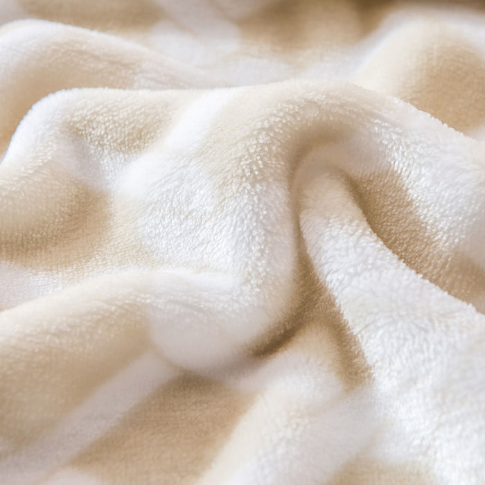 Plaid Flannel Sherpa Throw Blanket Ivory