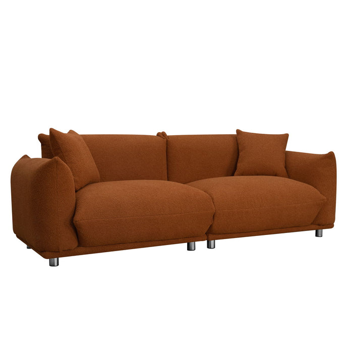 Oversized Loveseat Sofa For Living Room, Sherpa Sofa With Metal Legs, 3 Seater Sofa, Solid Wood Frame Couch With 2 Pillows, For Apartment Office Living Room - Curry