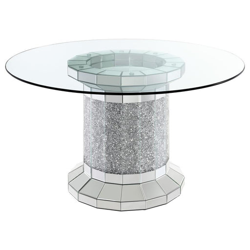 Ellie - Cylinder Pedestal Glass Top Dining Table - Mirror Unique Piece Furniture