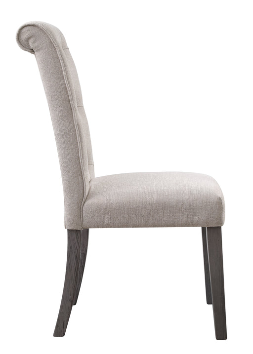 Yabeina - Side Chair (Set of 2) - Beige Linen & Gray Finish Unique Piece Furniture