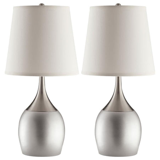 Tenya - Empire Shade Table Lamps (Set of 2) - Silver And Chrome Unique Piece Furniture