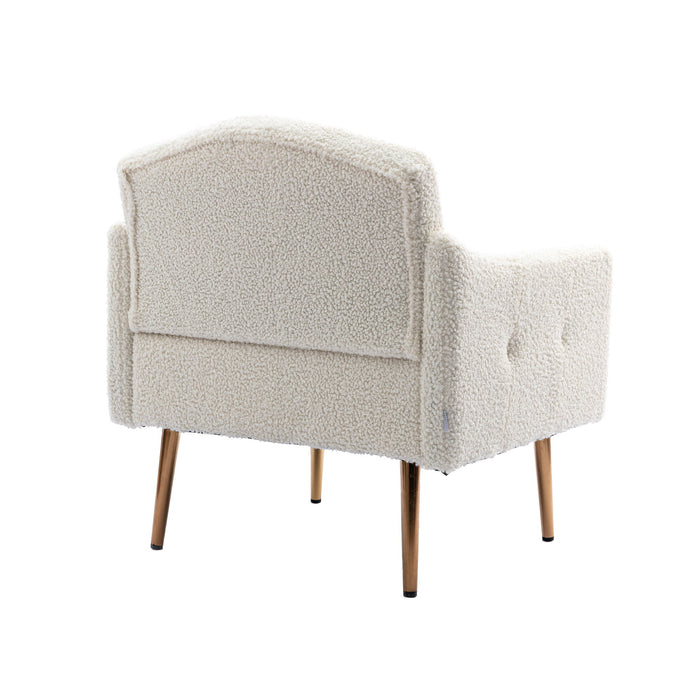 Coolmore Accent Chair, Leisure Single Sofa With Rose Golden Feet - White