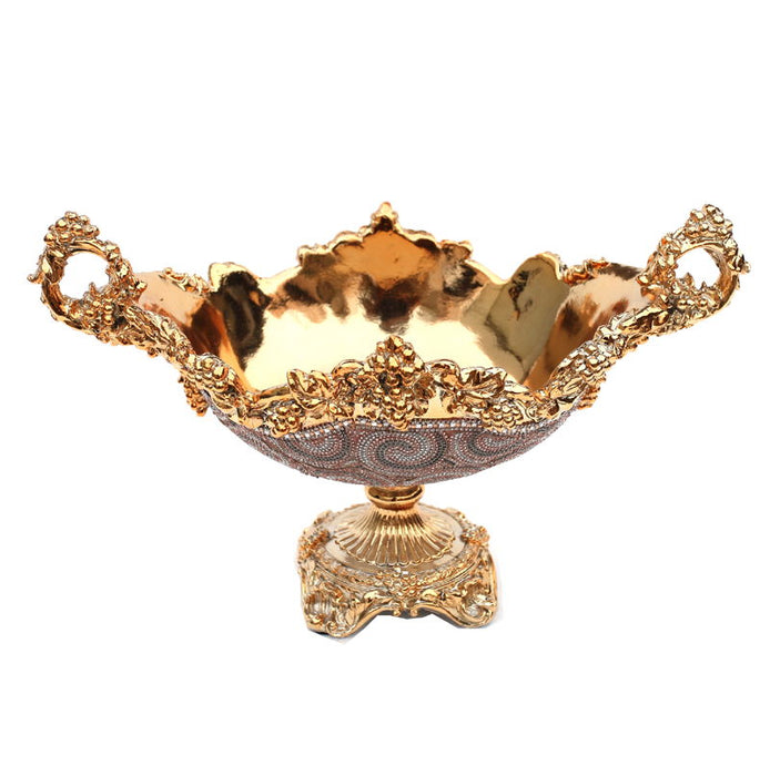 Ambrose - Chrome Plated Crystal Embellished Fruit Platter - Gold