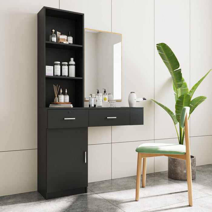 Black Modern Simple Hair Desk, Multi - Layer Storage, Large Storage Space