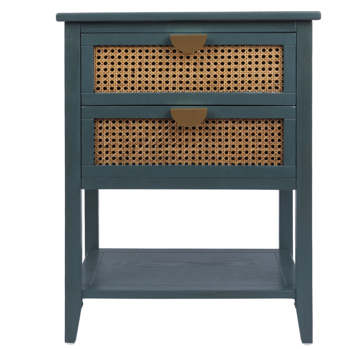 2 Drawer Side Table - Green
