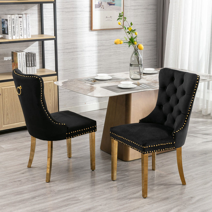 A&A Furniture Nikki Collection Modern - High-End Tufted Upholstered Dining Chair (Set of 2) - Black
