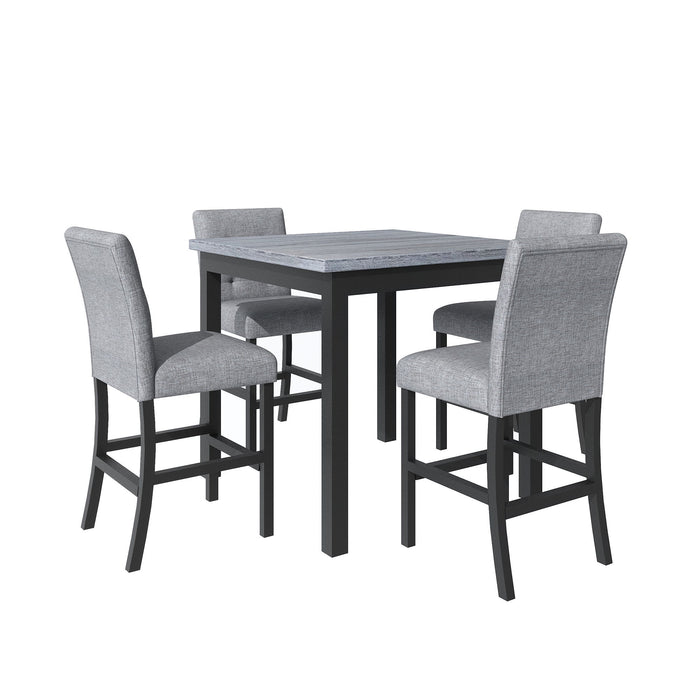 Top max 5 Piece Counter Height Dining Set Wood Square Dining Room Table And Chairs Stools With Footrest & 4 Upholstered High-Back Chairs, Black