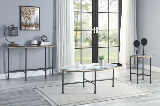 Brantley - Side Table - Clear Glass & Sandy Gray Finish Unique Piece Furniture