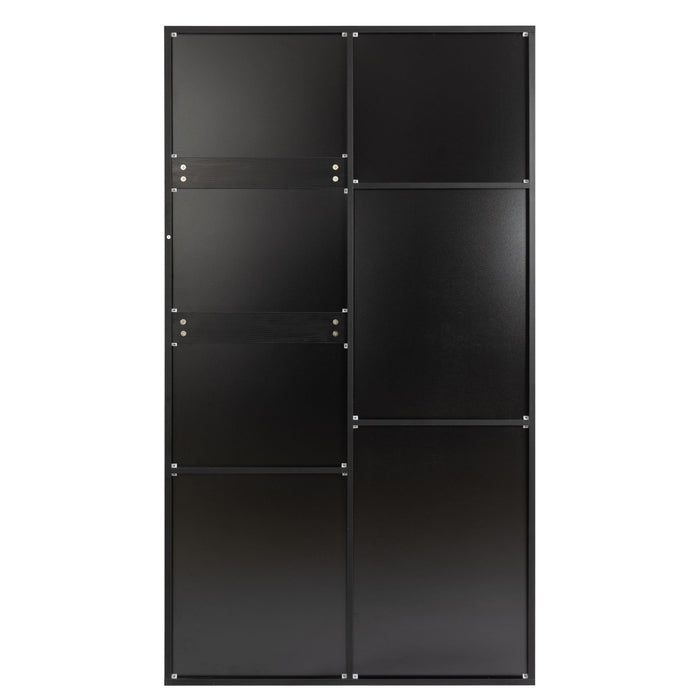 71" High Wardrobe And Cabinet, Clothes Locker, classic Sliding Barn Door Armoire, Lockers, For Bedrooms, Cloakrooms, Living Rooms, Black & Brown