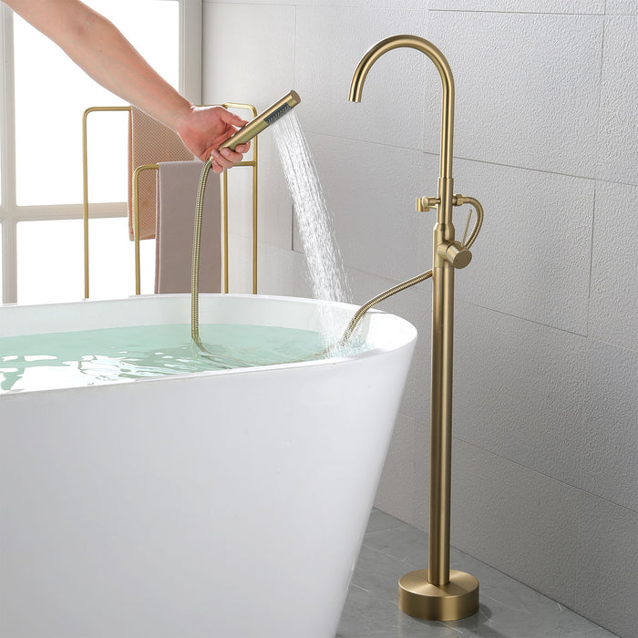 Single Handle Floor Mounted Clawfoot Tub Faucet - Gold