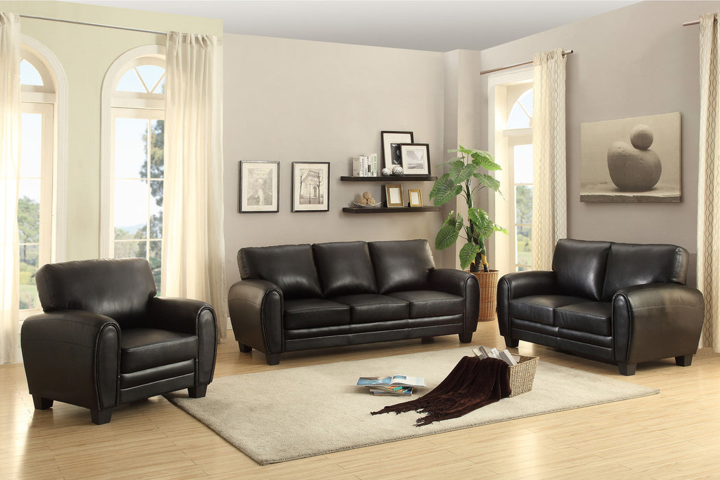 Modern Living Room Furniture 1 Piece Sofa Black Faux Leather Covering Retro Styling Furniture
