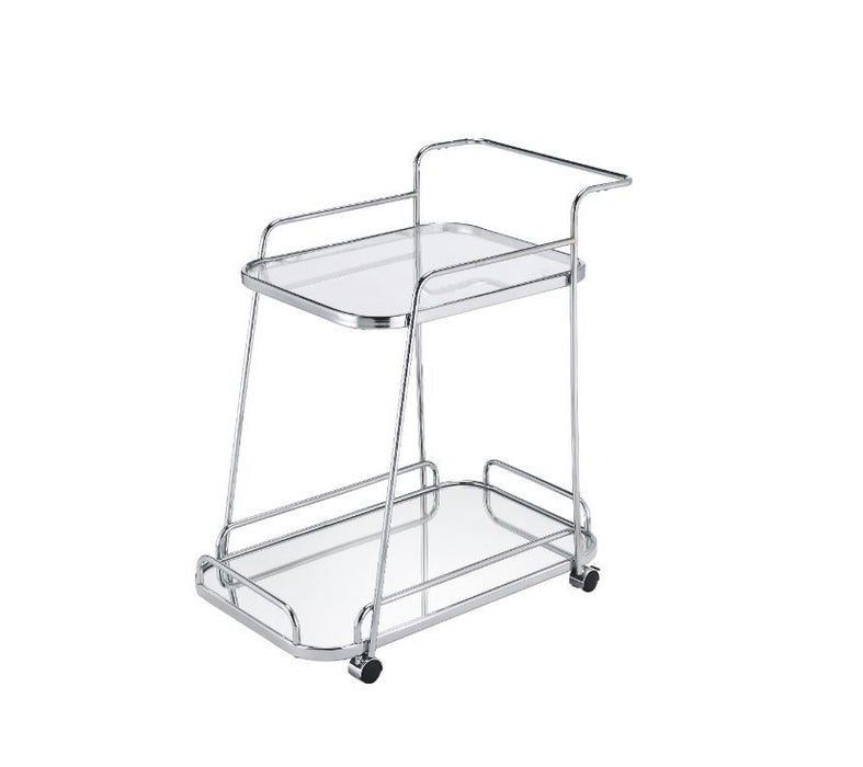 Aegis - Serving Cart - Clear Glass & Chrome Finish Unique Piece Furniture